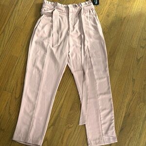 Dusty Pink Tie-Waist Pants L | Gorgeous Pink Dress Pants L | Split hem